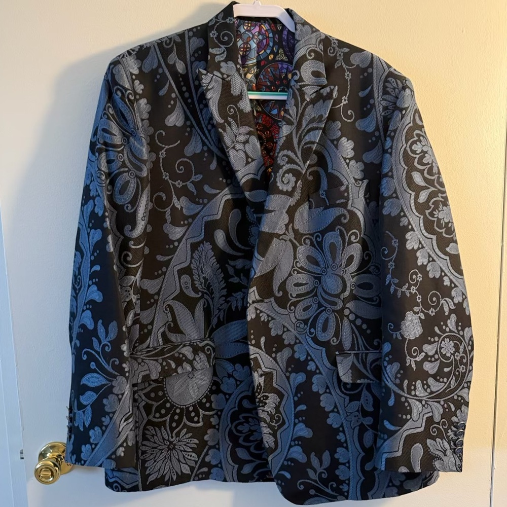 Robert Graham Black and Blue Paisley Men’s Blazer (Size 48)